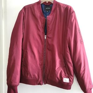burgundy bomber jacket